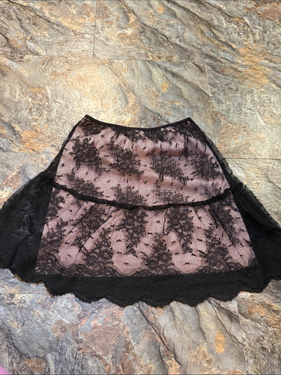 Un Deux Trois Other - Girls size 16 Black Lace Overlay Skirt with Blush Lining